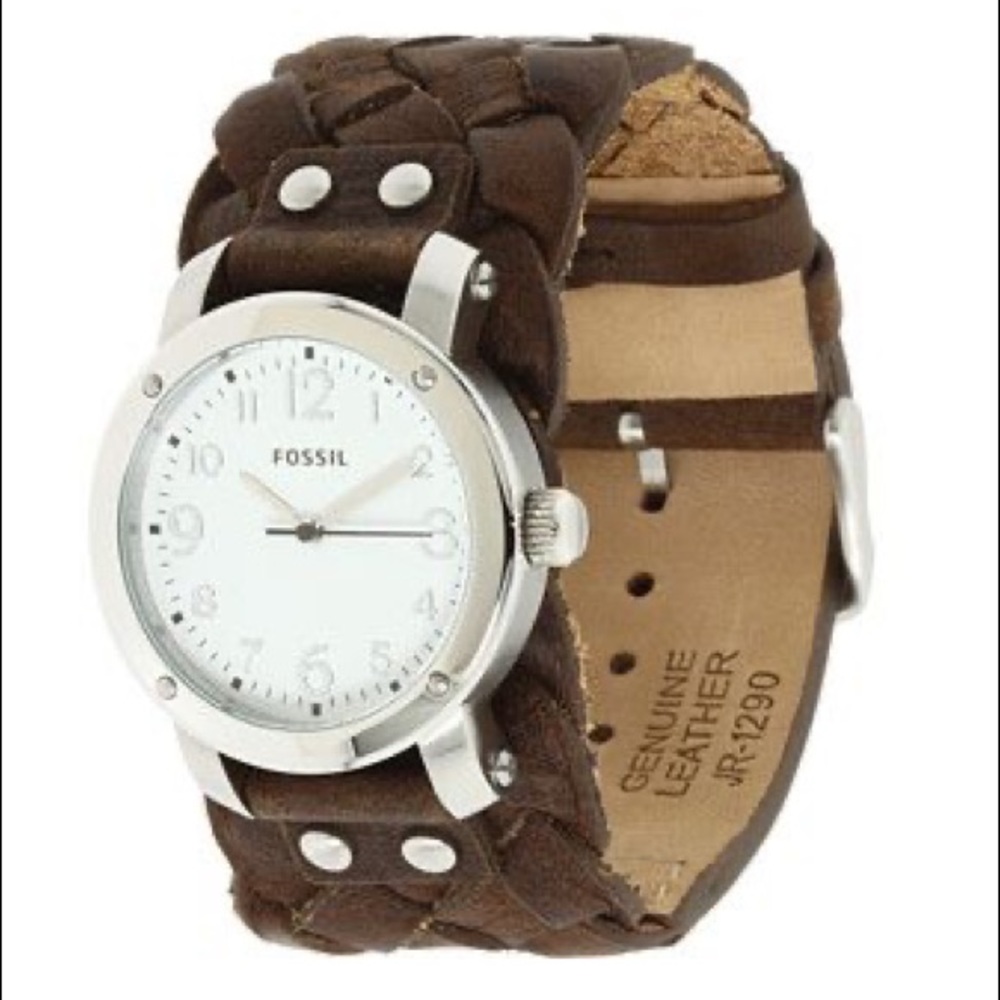 Brown Leather Braided Watch